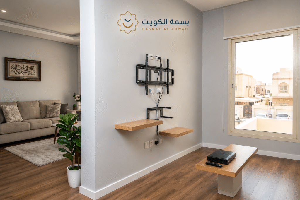 تركيب شاشات الكويت | فني تركيب تلفزيونات وتعليق شاشات على الحائط مع تنظيم وإخفاء الأسلاك - بسمة الكويت